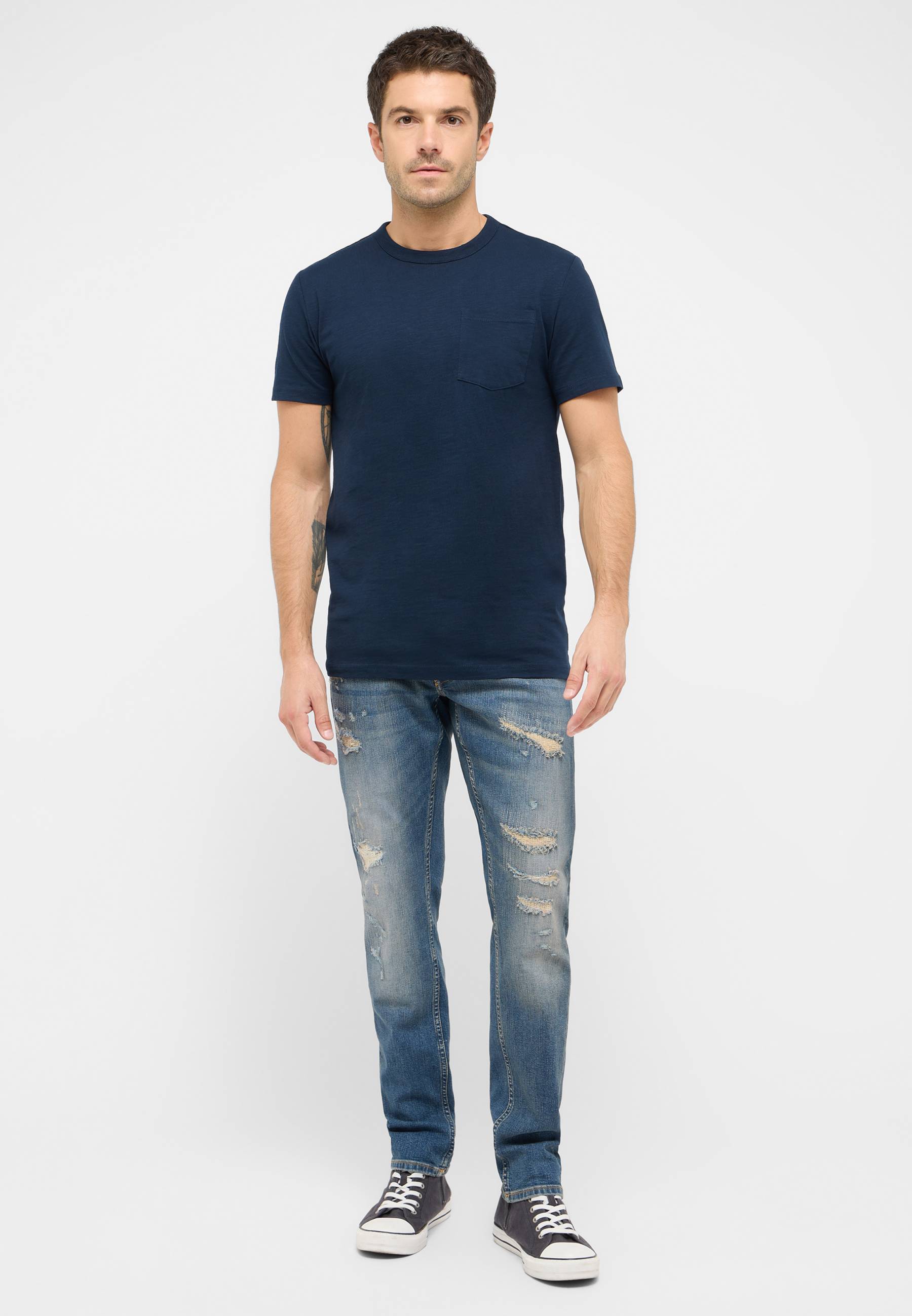 Hosen, T-shirt, Person, Stehend, Jeanshose